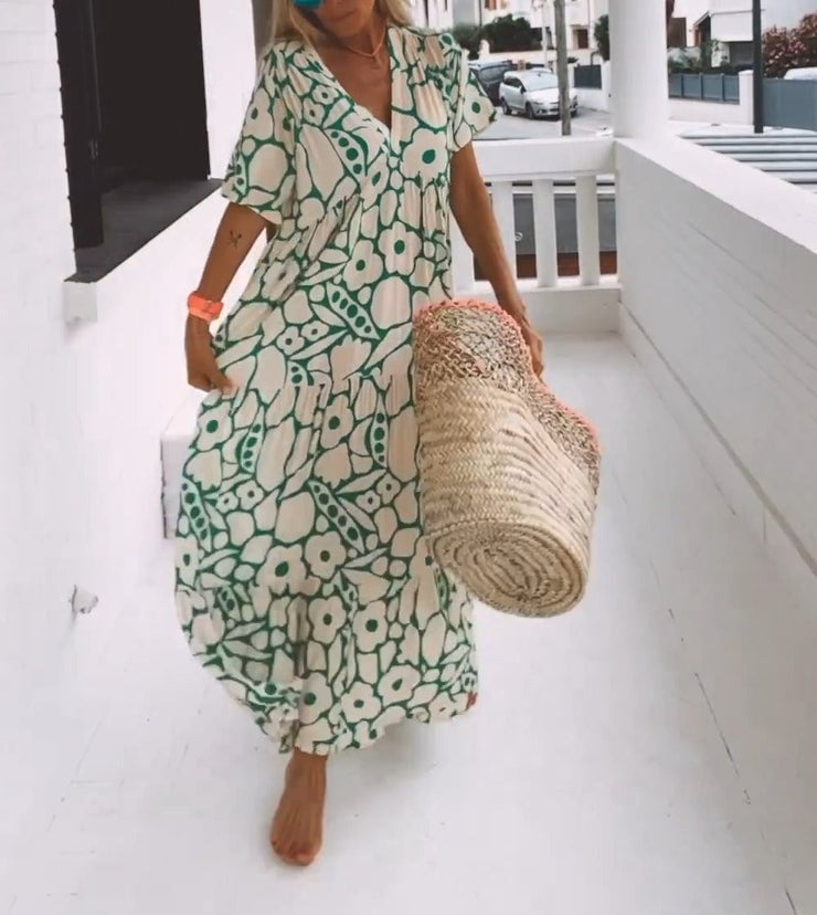 Juni™ | Ibiza-stijl jurk met bohemisch bloemenprint