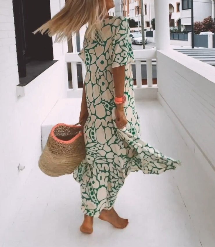 Juni™ | Ibiza-stijl jurk met bohemisch bloemenprint