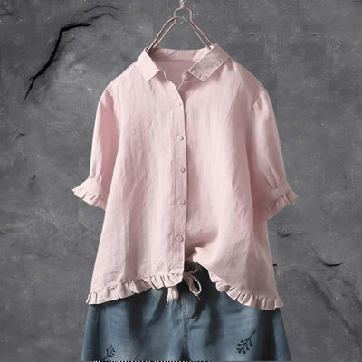 Dinie™ | Elegante Katoenen Blouse Met Korte Mouwen