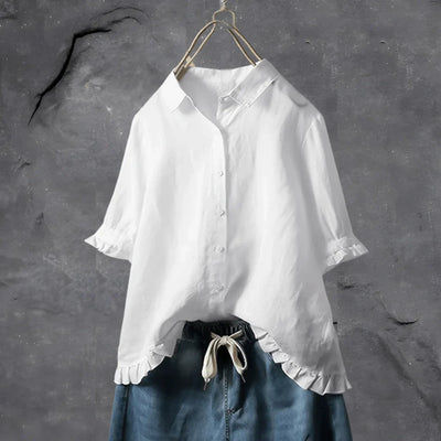 Dinie™ | Elegante Katoenen Blouse Met Korte Mouwen