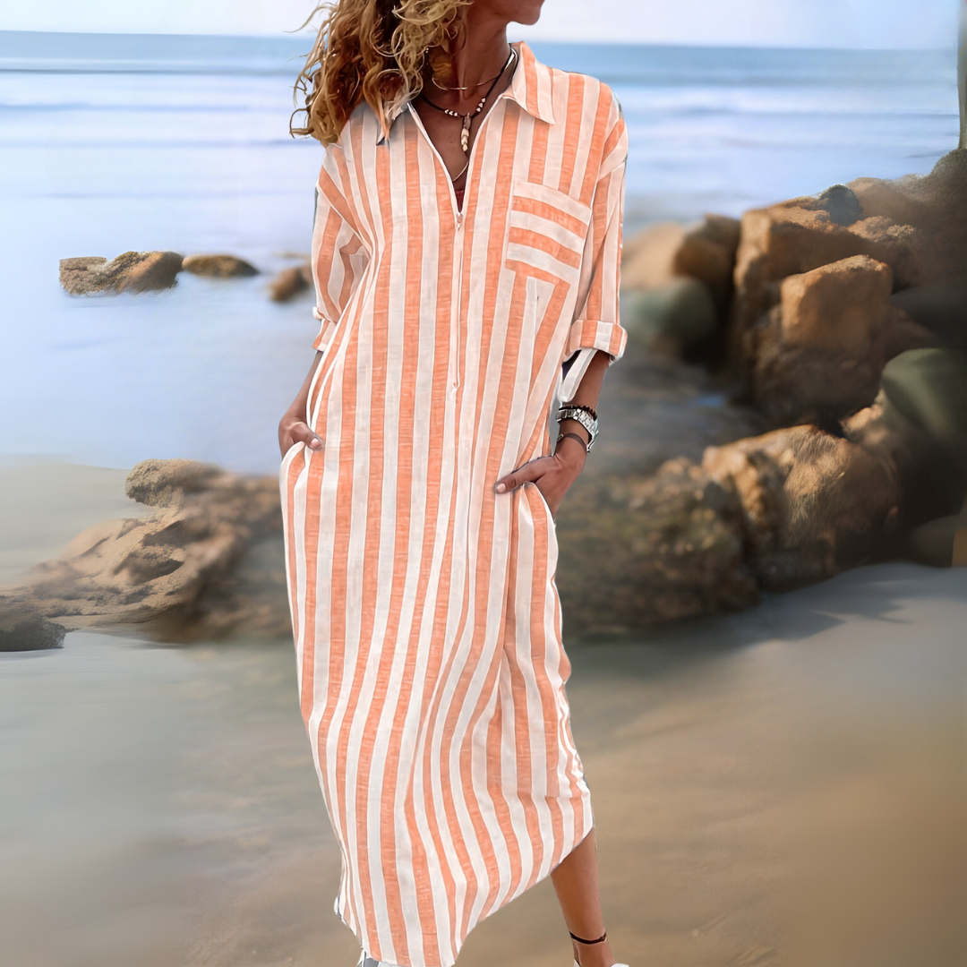 Joyce™ | Elegante gestreepte jurk met V-hals