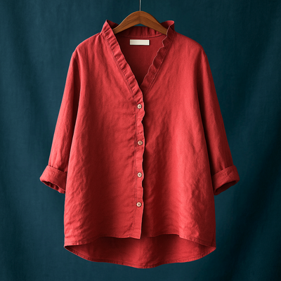 Joyce™ | Effen blouse met V-hals