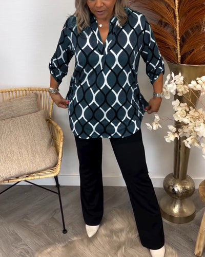 Janny™ | Casual Blouse met Lange Mouwen en Elegant Patroon