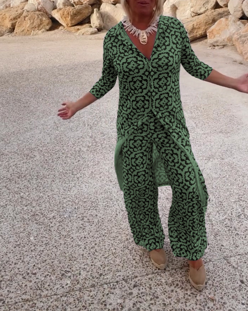 Amalia™ | Vintage Bedrukte Tweedelige Set