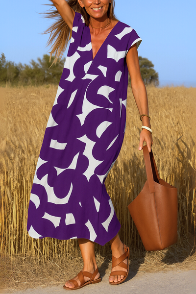 Ellen™ | Jurk met print en V-hals