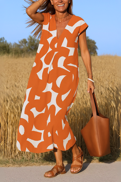 Ellen™ | Jurk met print en V-hals