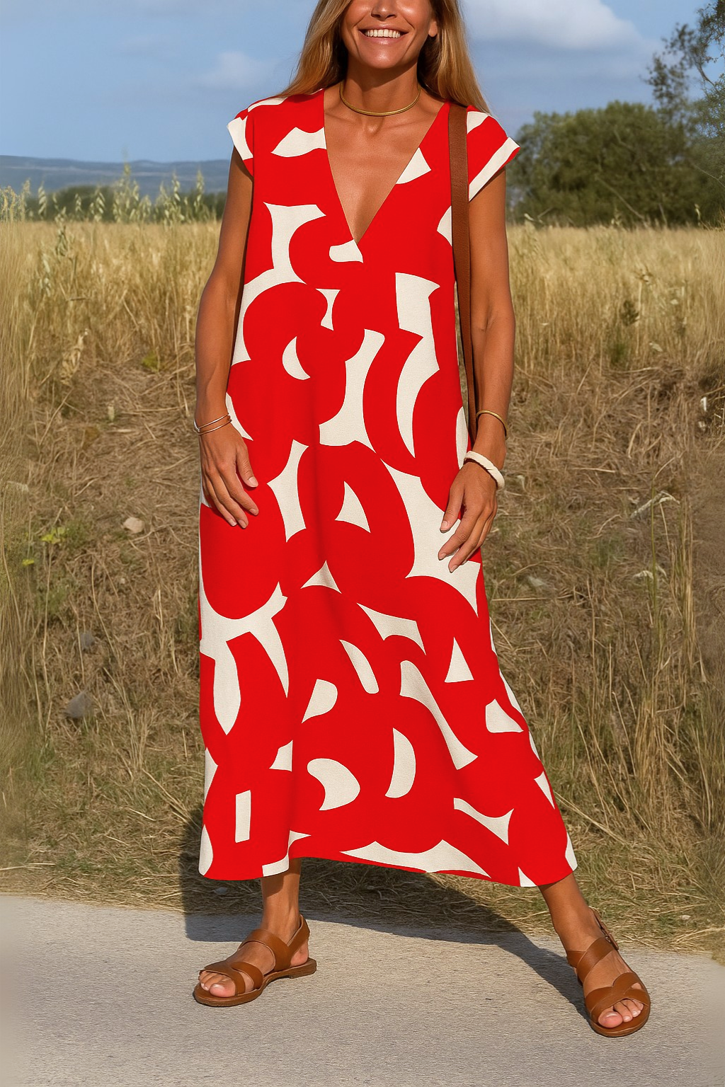 Ellen™ | Jurk met print en V-hals