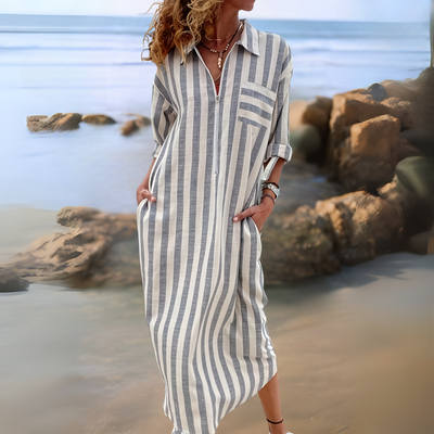 Joyce™ | Elegante gestreepte jurk met V-hals
