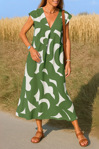 Ellen™ | Jurk met print en V-hals
