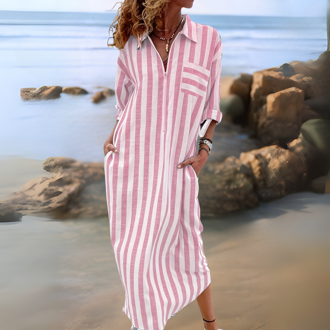 Joyce™ | Elegante gestreepte jurk met V-hals