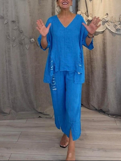 BIANCA | Tweedelig zomeroutfit met natuurlijke elegantie en zwevend comfort