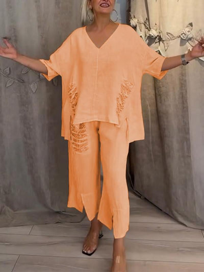BIANCA | Tweedelig zomeroutfit met natuurlijke elegantie en zwevend comfort