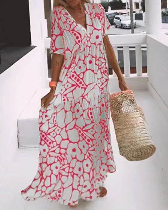 Juni™ | Ibiza-stijl jurk met bohemisch bloemenprint