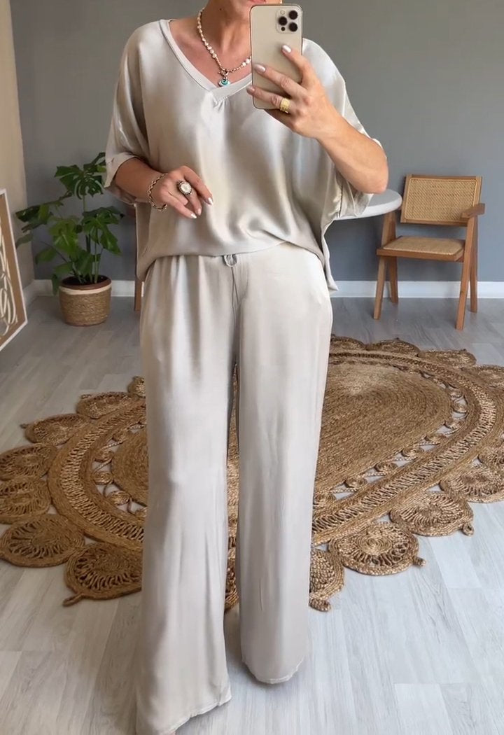 Elena | Casual tweedelig pak met ronde hals